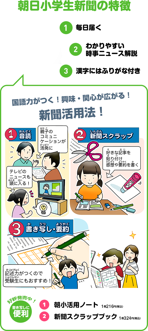 朝日小学生新聞 朝日中高生新聞 読む力 考える力 新聞で